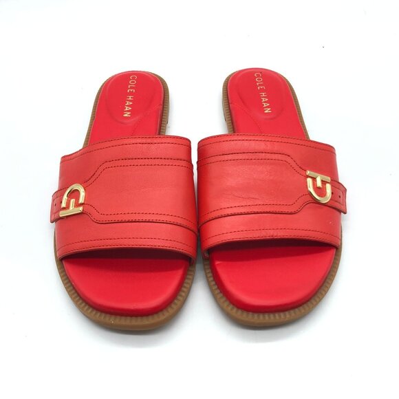 Cole Haan Womens Charlotte Grand 360 Red Leather Slide Sandals Size 5 - Picture 2 of 7